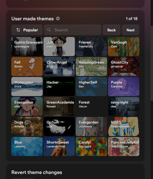 Better Canvas Themes Collection - Theme selection interface with various color schemes